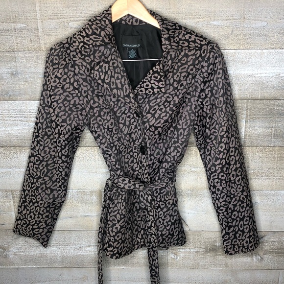 Cynthia Rowley leopard tie front button up blazer lightweight jacket - Picture 1 of 3